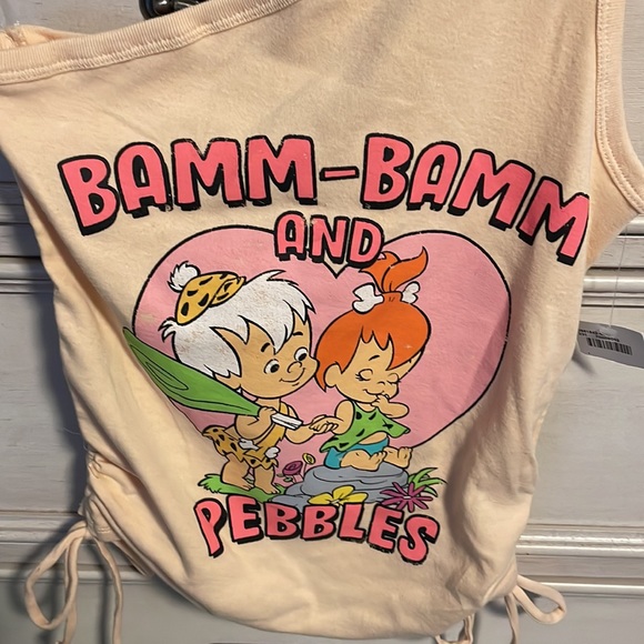 Flintstones and Bam Bam cute one shoulder crop top small new - Picture 3 of 5